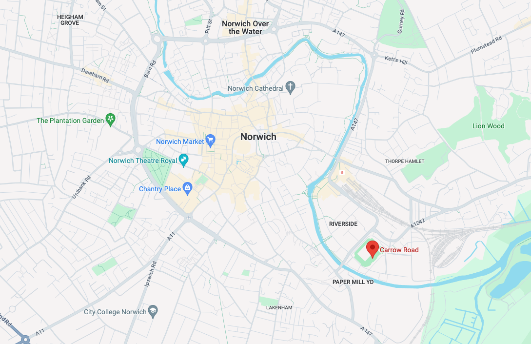 Where is Carrow Road? Home of Norwich City