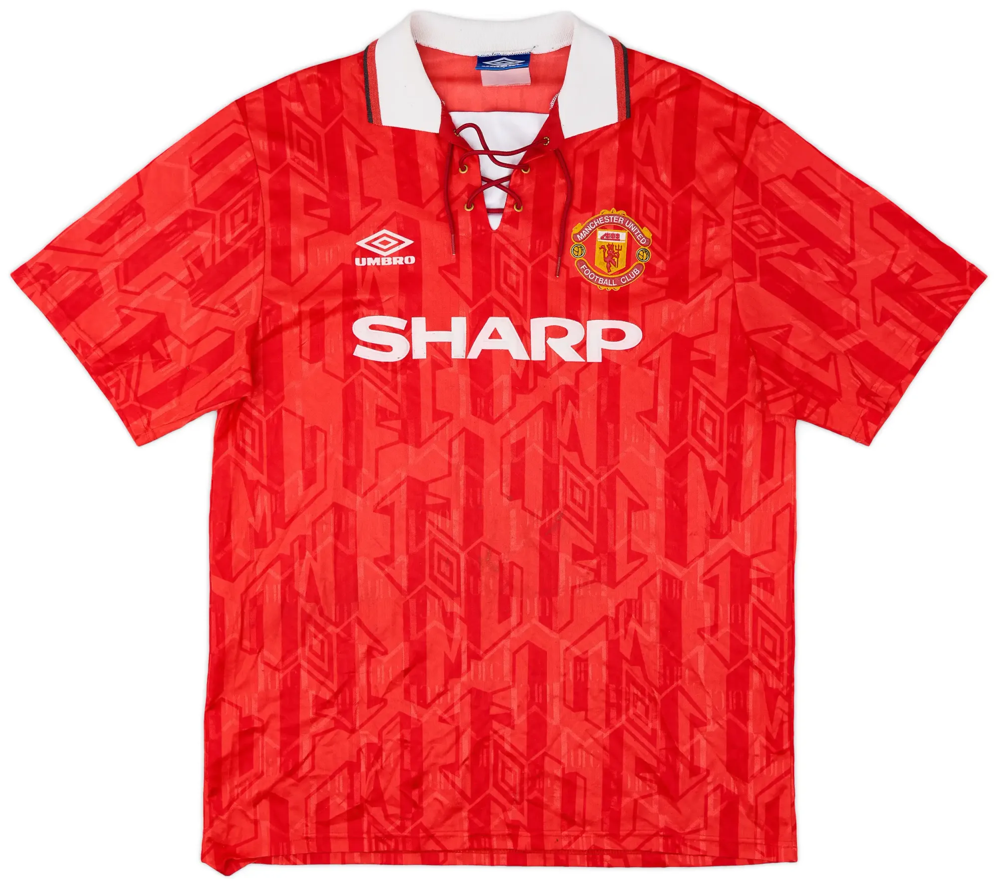 Cantona retro vintage football shirts buy online - Manchester United 1992-94 Home Shirt - Cantona's Famous Collar